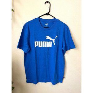 Puma Mens M T-shirt Logo Crew Neck Royal Blue Short Sleeve Casual Tee